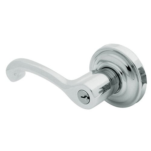 Baldwin Left Handed Keyed Entry Door Lever with Rose in Polished Chrome