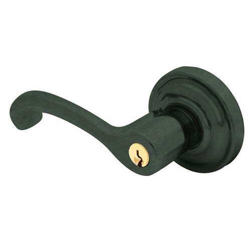 Baldwin Left Handed Keyed Entry Door Lever with Rose in Distressed Oil Rubbed Bronze