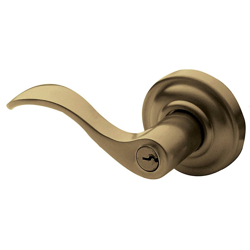Baldwin Left Handed Emergency Exit Keyed Entry Door Lever with Classic Rose in Satin Brass & Black