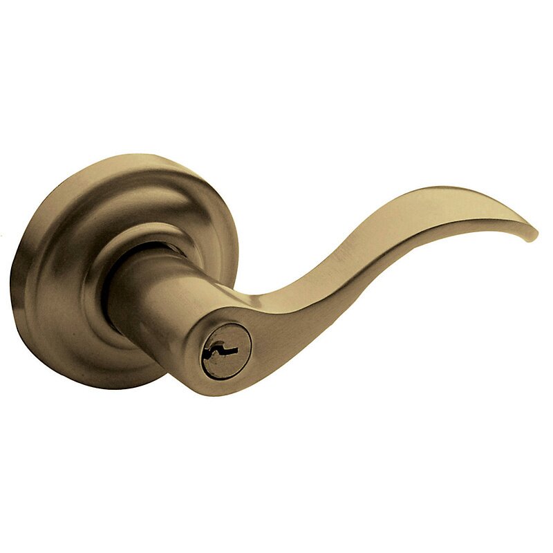 Baldwin Right Handed Emergency Exit Keyed Entry Door Lever with Classic Rose in Satin Brass & Black