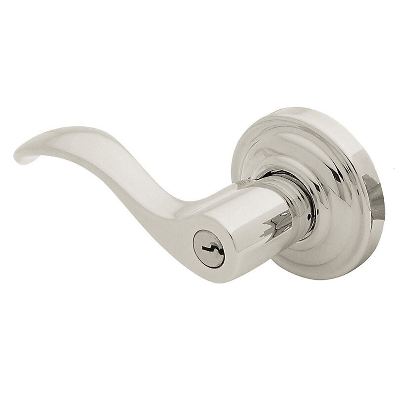 Baldwin Left Handed Emergency Exit Keyed Entry Door Lever with Classic Rose in Lifetime PVD Polished Nickel