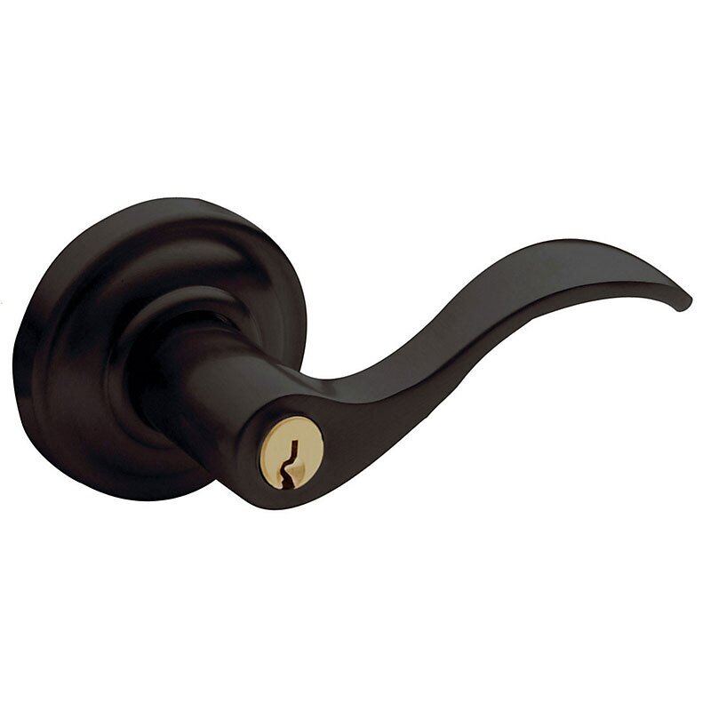 Baldwin Right Handed Emergency Exit Keyed Entry Door Lever with Classic Rose in Oil Rubbed Bronze
