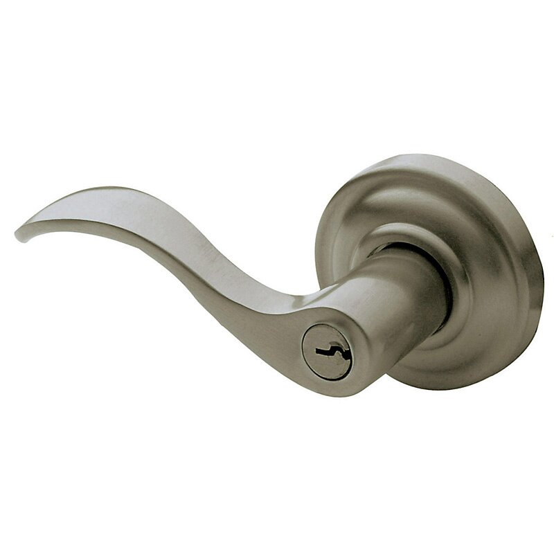 Baldwin Left Handed Emergency Exit Keyed Entry Door Lever with Classic Rose in PVD Graphite Nickel