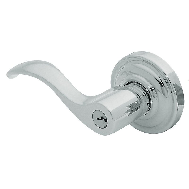 Baldwin Left Handed Emergency Exit Keyed Entry Door Lever with Classic Rose in Polished Chrome