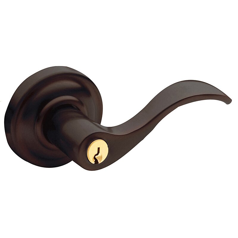 Baldwin Right Handed Emergency Exit Keyed Entry Door Lever with Classic Rose in Distressed Venetian Bronze