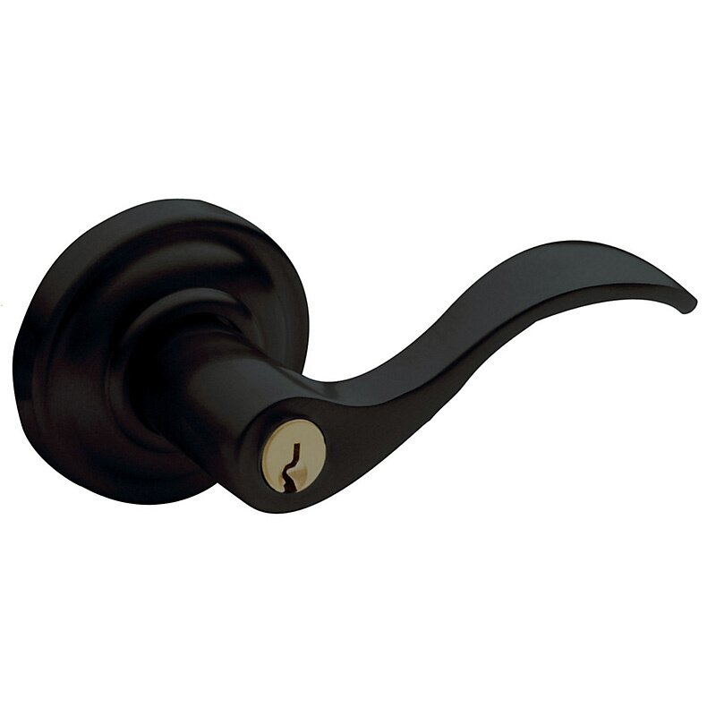 Baldwin Right Handed Keyed Entry Door Lever with Classic Rose in Satin Black