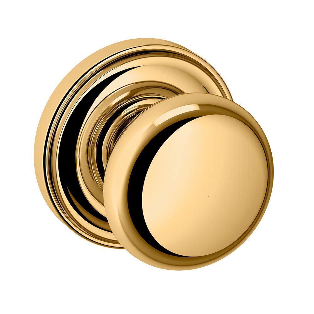 Baldwin Single Dummy Door Knob with Rose in Lifetime PVD Polished Brass