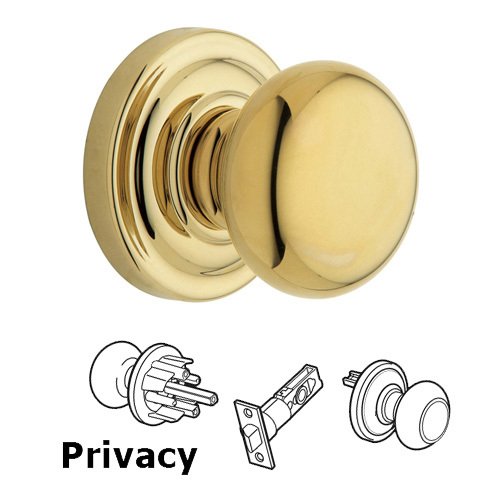 Baldwin Privacy Door Knob with Rose in Polished Brass