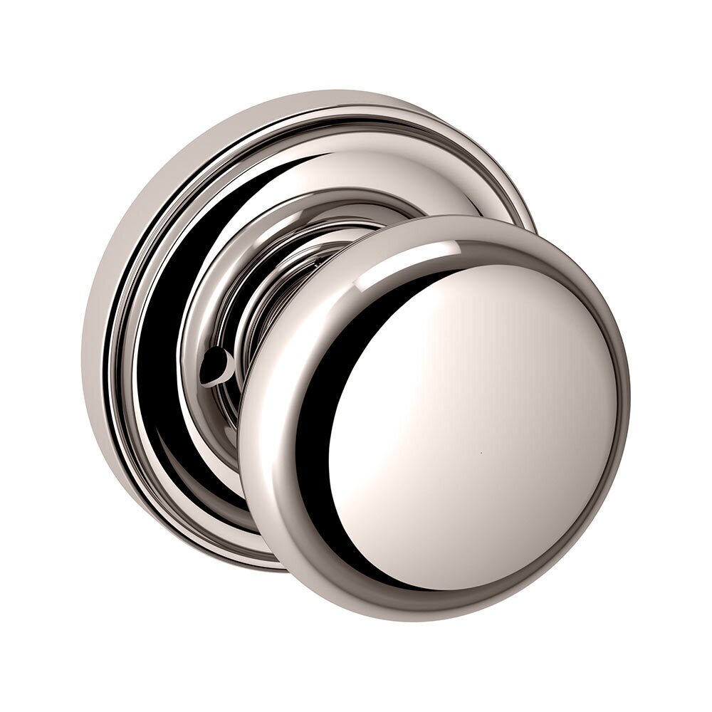 Baldwin Privacy Door Knob with Rose in Lifetime PVD Polished Nickel