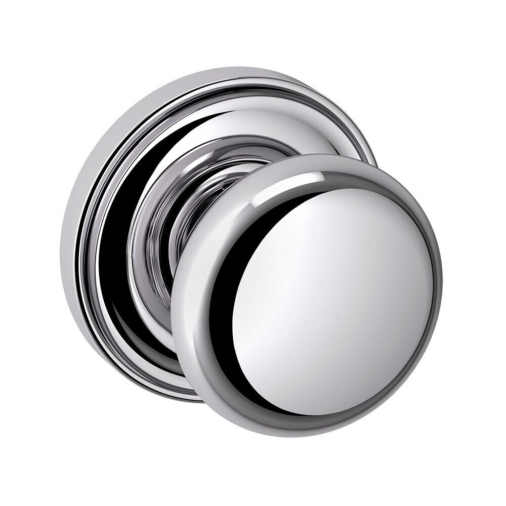 Baldwin Single Dummy Door Knob with Rose in Polished Chrome