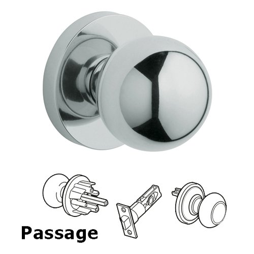 Baldwin Passage Door Knob with Rose in Polished Chrome