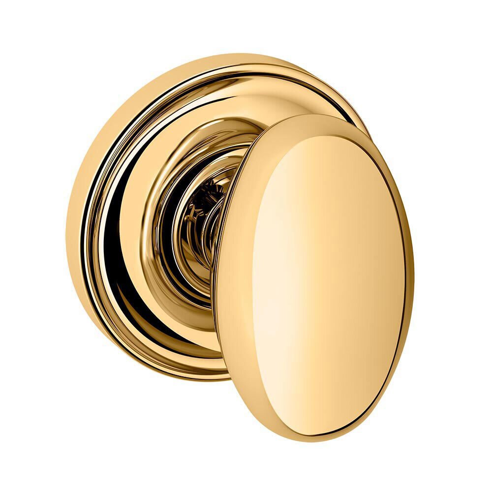 Baldwin Passage Door Knob with Classic Rose in Lifetime PVD Polished Brass