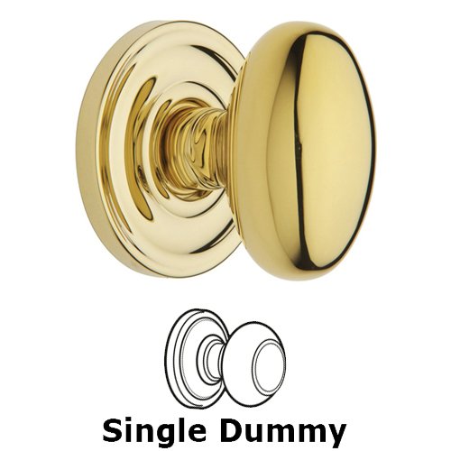 Baldwin Single Dummy Door Knob with Classic Rose in Polished Brass