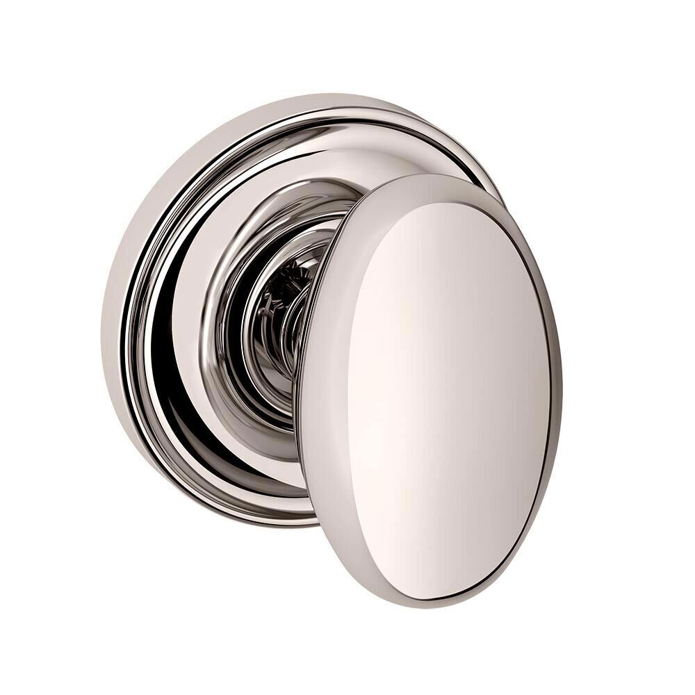 Baldwin Passage Door Knob with Classic Rose in Lifetime PVD Polished Nickel