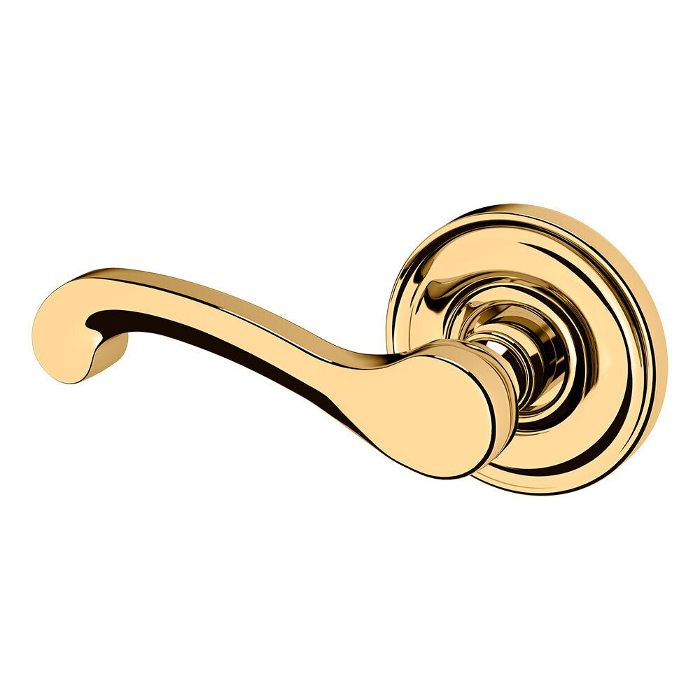 Baldwin Left Handed Single Dummy Door Lever with Rose in Lifetime PVD Polished Brass