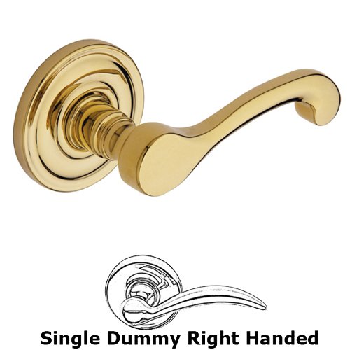 Baldwin Right Handed Single Dummy Door Lever with Rose in Polished Brass