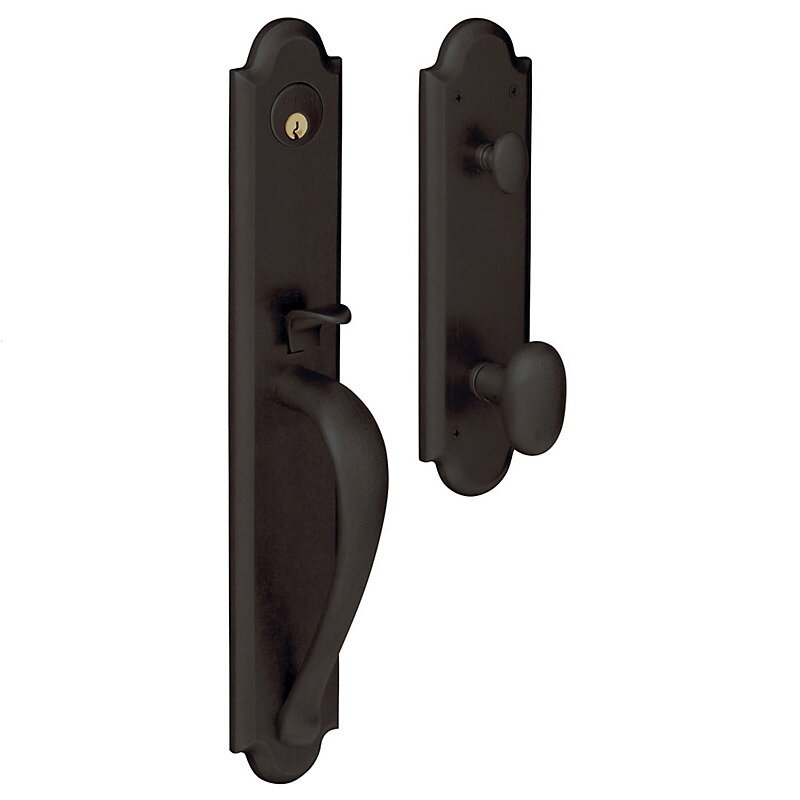 Baldwin Full Escutcheon Single Cylinder Handleset with Oval Knob in Oil Rubbed Bronze