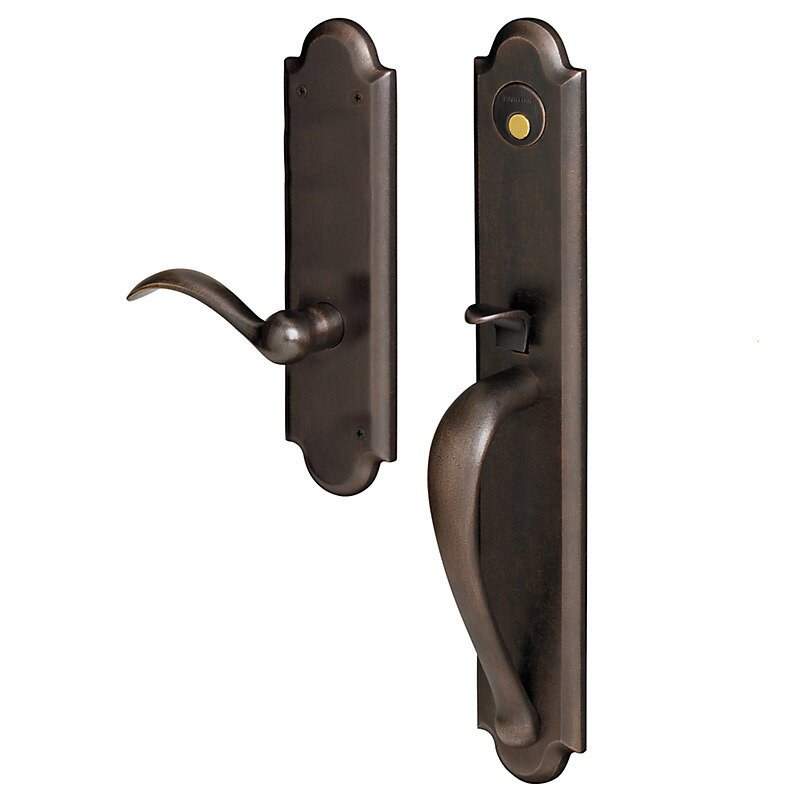 Baldwin Full Escutcheon Right Handed Full Dummy Handleset with Beavertail Lever in Distressed Oil Rubbed Bronze