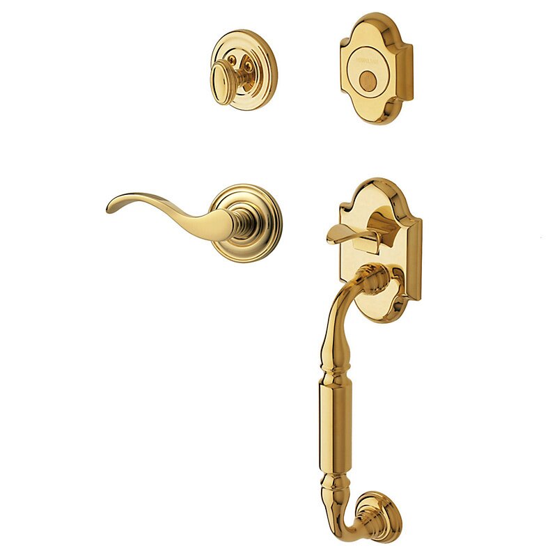Baldwin Sectional Right Handed Full Dummy Handleset with Wave Lever in Lifetime PVD Polished Brass