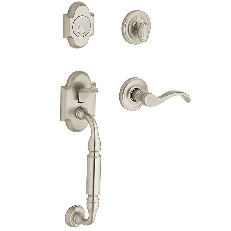 Baldwin Sectional Left Handed Full Dummy Handleset with Wave Lever in Lifetime PVD Satin Nickel