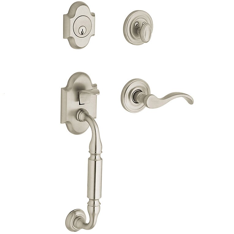 Baldwin Sectional Left Handed Single Cylinder Handleset with Wave Lever in Satin Nickel
