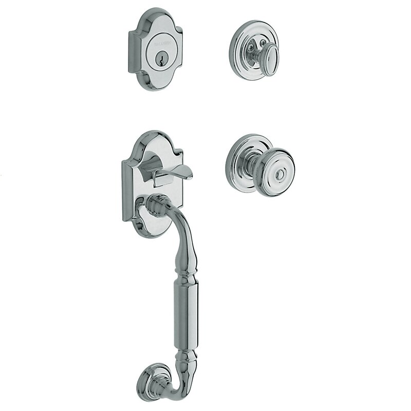 Baldwin Sectional Single Cylinder Handleset with Colonial Knob in Polished Chrome
