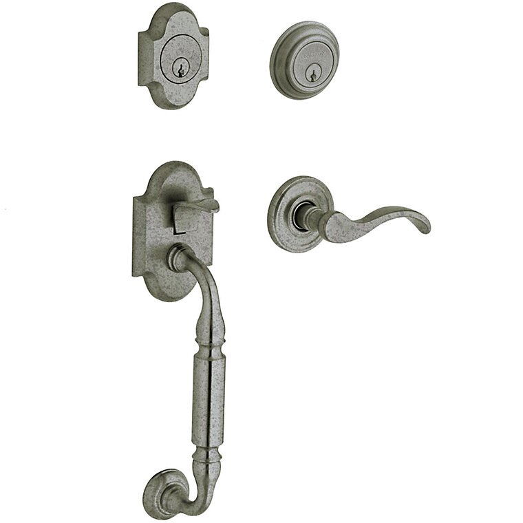 Baldwin Sectional Left Handed Double Cylinder Handleset with Wave Lever in Distressed Antique Nickel