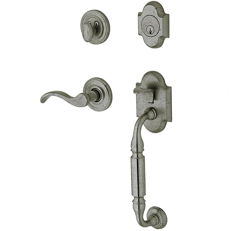 Baldwin Sectional Right Handed Single Cylinder Handleset with Wave Lever in Distressed Antique Nickel