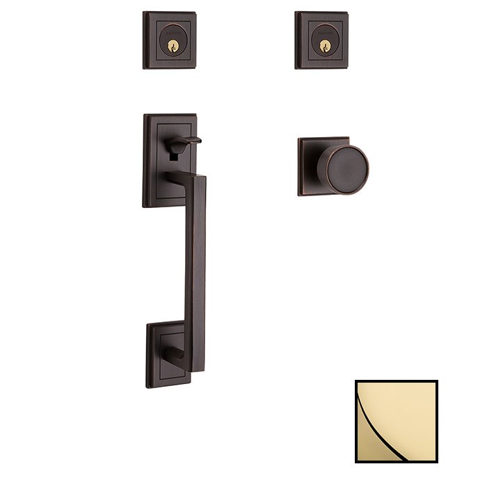 Baldwin Double Cylinder Sectional Handleset in Lifetime Pvd Polished Brass