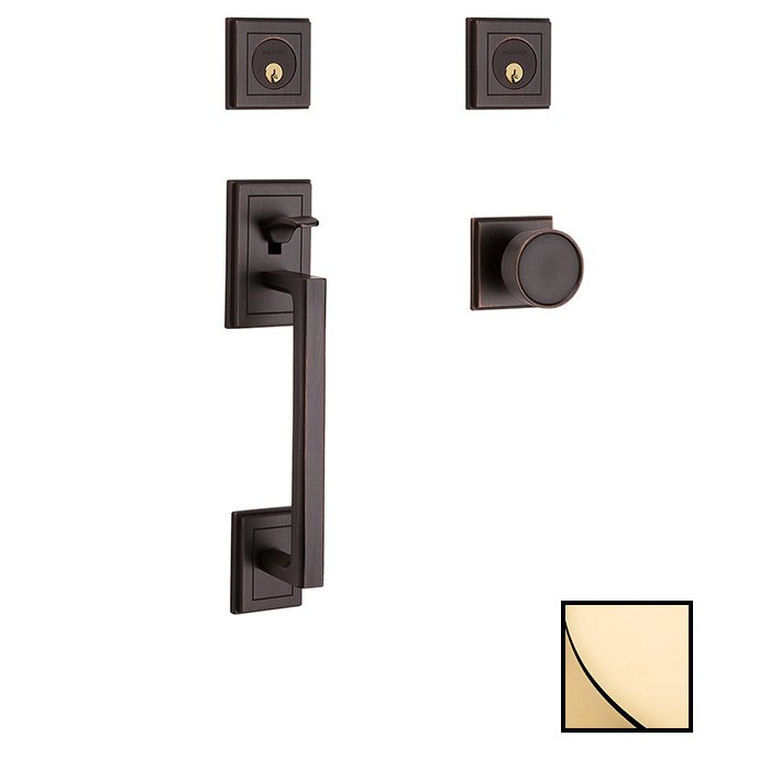 Baldwin Double Cylinder Sectional Handleset in Unlacquered Brass