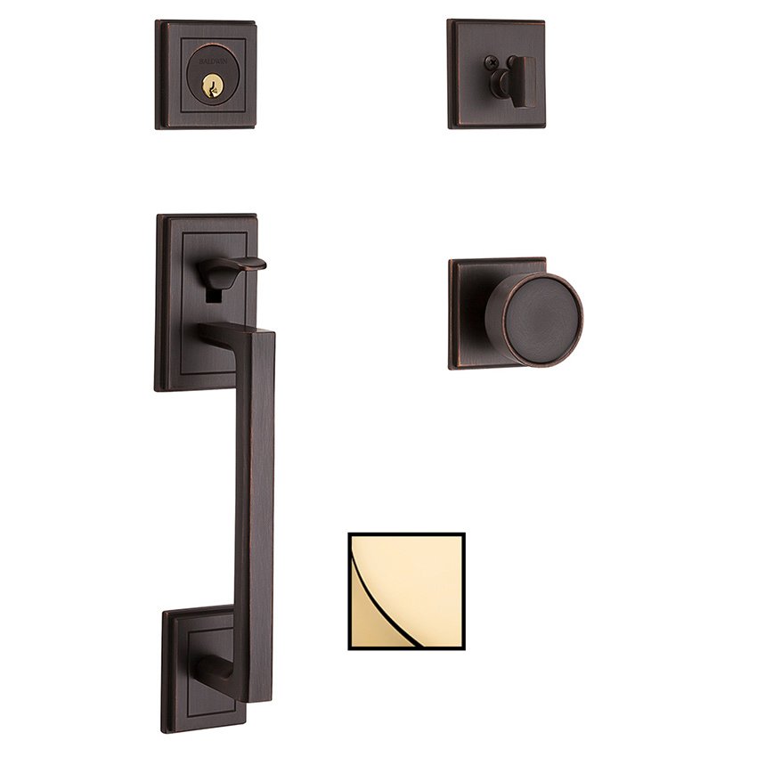 Baldwin Full Dummy with Knob Sectional Handleset in Unlacquered Brass