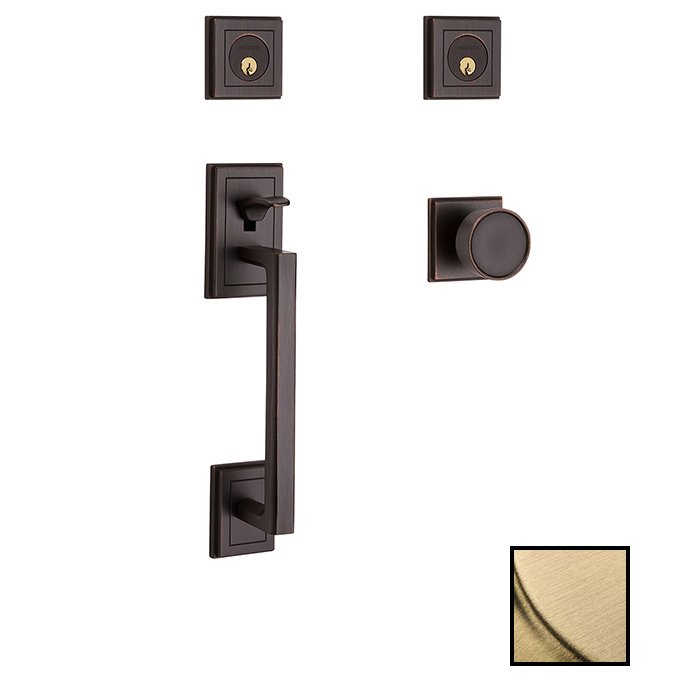 Baldwin Double Cylinder Sectional Handleset in PVD Lifetime Satin Brass