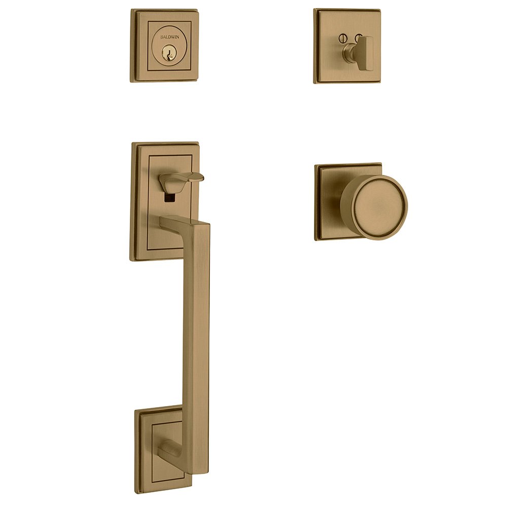 Baldwin Single Cylinder with Knob Sectional Handleset in Satin Brass & Brown