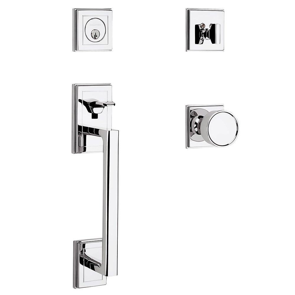 Baldwin Single Cylinder with Knob Sectional Handleset in Polished Chrome