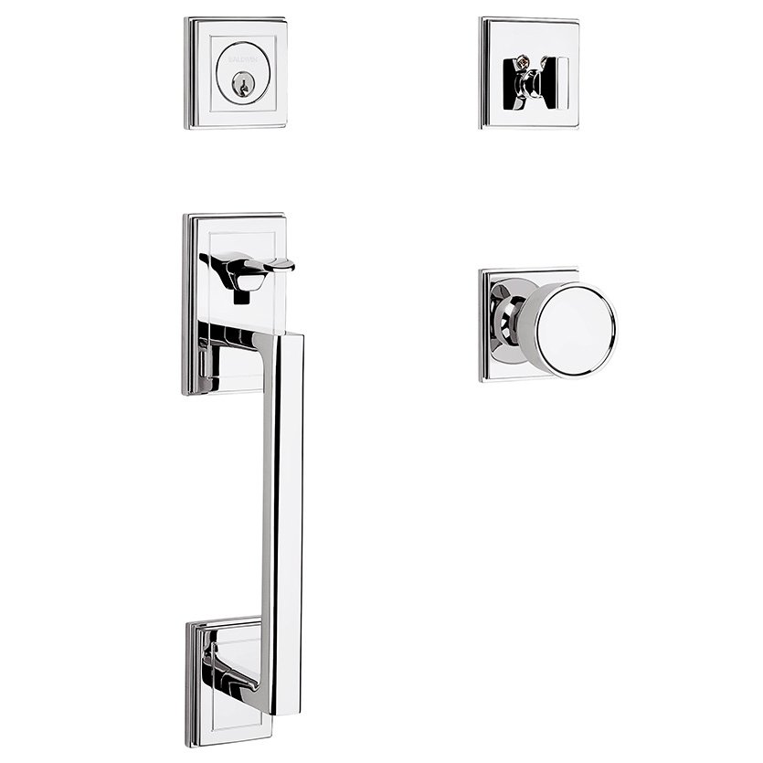 Baldwin Full Dummy with Knob Sectional Handleset in Polished Chrome