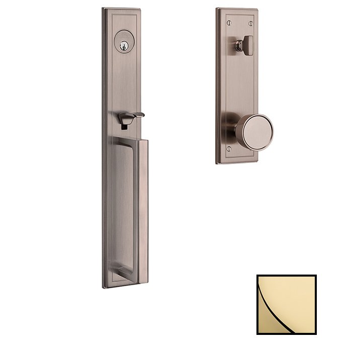 Baldwin Full Escutcheon Single Cylinder Handleset with Knob in Lifetime Pvd Polished Brass
