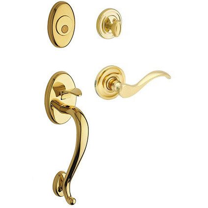 Baldwin Sectional Left Handed Full Dummy Handleset with Wave Lever in Lifetime PVD Polished Brass