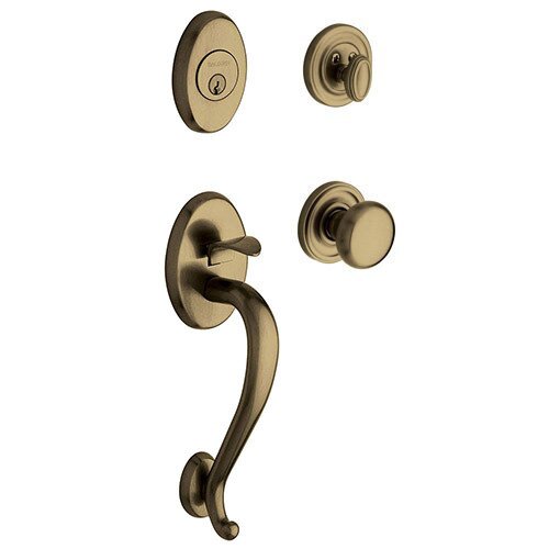 Baldwin Sectional Single Cylinder Handleset with Classic Knob in Satin Brass & Black