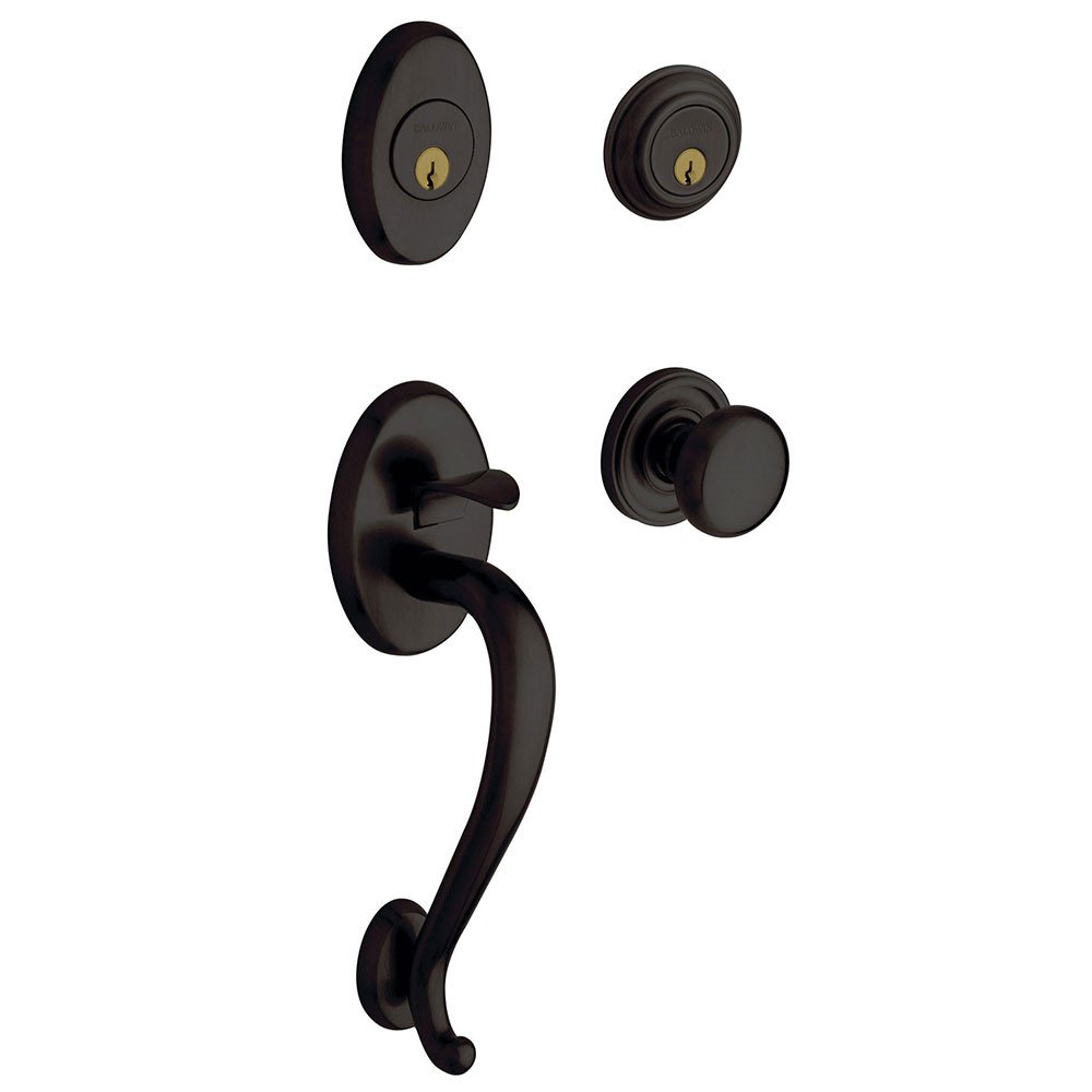 Baldwin Sectional Double Cylinder Handleset with Classic Knob in Oil Rubbed Bronze