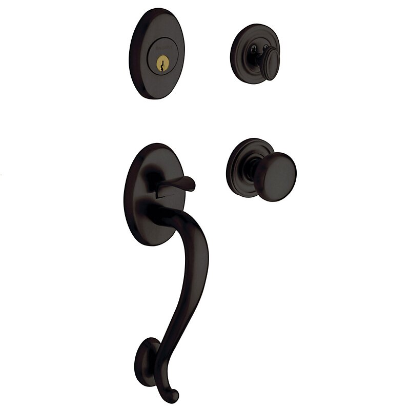 Baldwin Sectional Single Cylinder Handleset with Classic Knob in Oil Rubbed Bronze