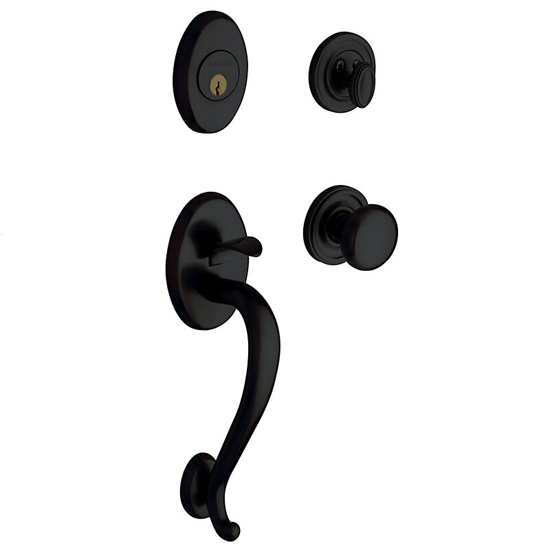 Baldwin Sectional Single Cylinder Handleset with Classic Knob in Satin Black