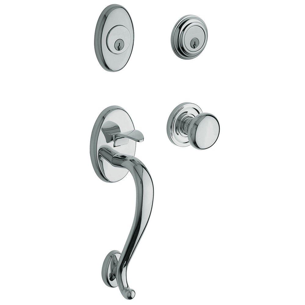 Baldwin Sectional Double Cylinder Handleset with Classic Knob in Polished Chrome