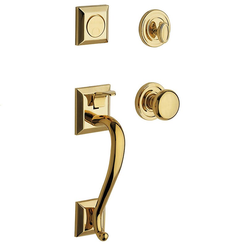 Baldwin Sectional Full Dummy Handleset with Classic Knob in Unlacquered Brass