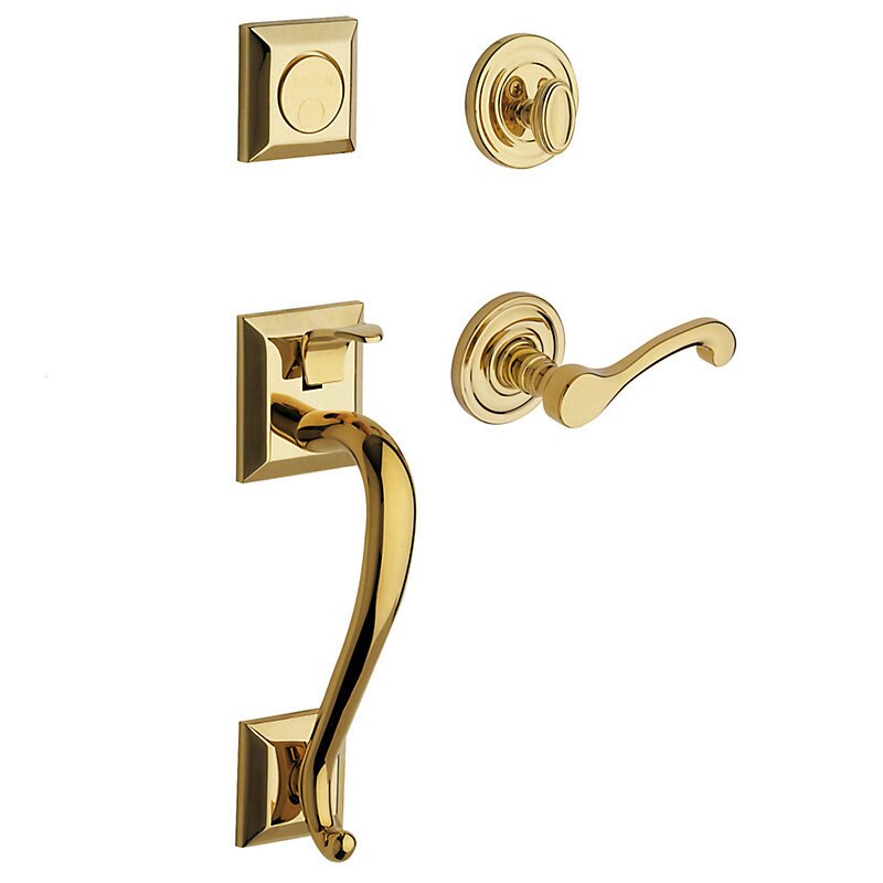 Baldwin Sectional Left Handed Full Dummy Handleset with Classic Lever in Unlacquered Brass