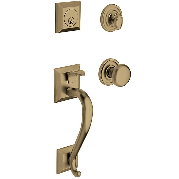 Baldwin Sectional Single Cylinder Handleset with Classic Knob in Satin Brass & Black
