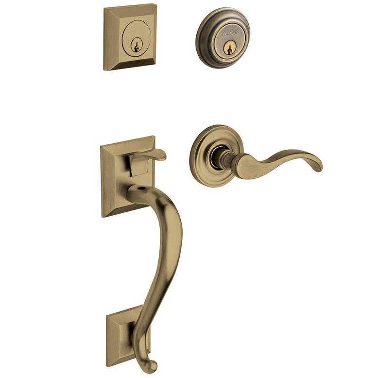 Baldwin Sectional Left Handed Single Cylinder Handleset with Classic Lever in Satin Brass & Black