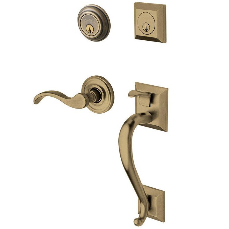 Baldwin Sectional Right Handed Double Cylinder Handleset with Classic Lever in Satin Brass & Black