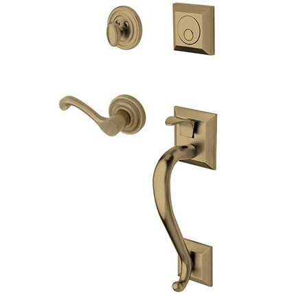 Baldwin Sectional Right Handed Full Dummy Handleset with Classic Lever in Satin Brass & Black