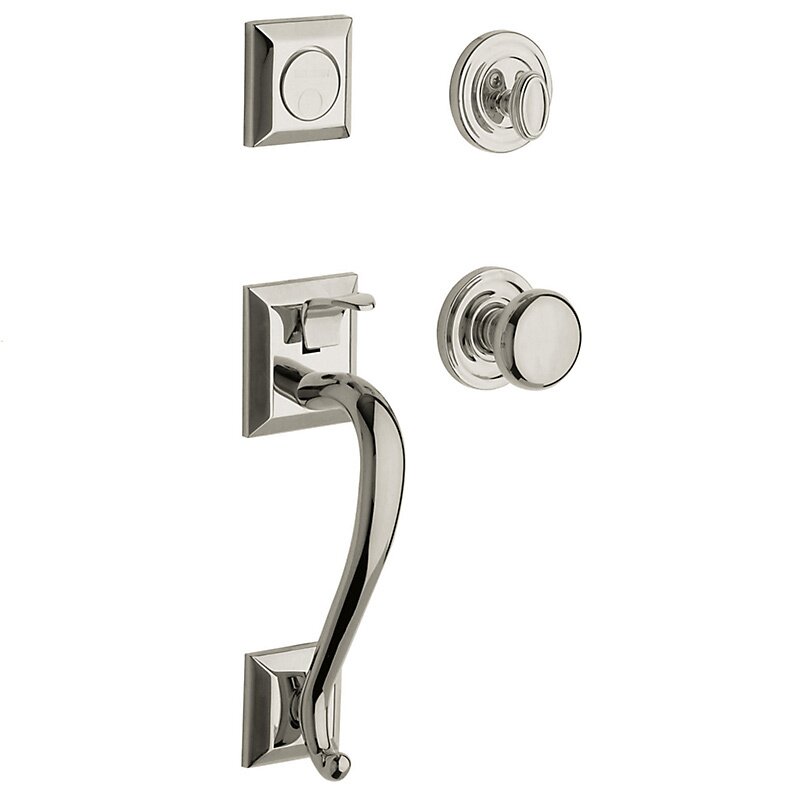 Baldwin Sectional Full Dummy Handleset with Classic Knob in Lifetime PVD Polished Nickel