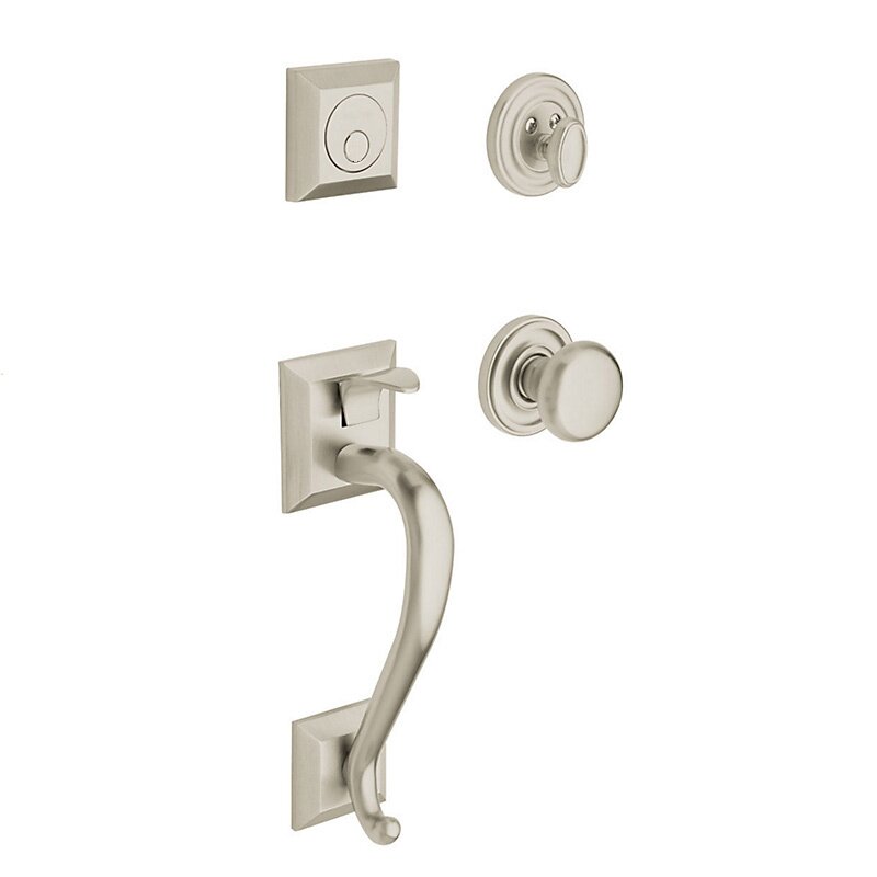 Baldwin Sectional Full Dummy Handleset with Classic Knob in Lifetime PVD Satin Nickel